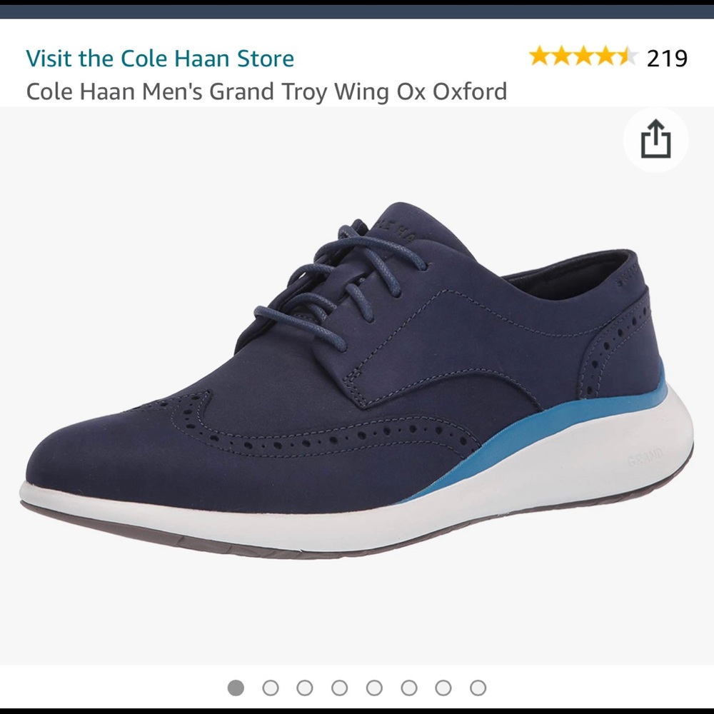 COPY - NEW Cole Haan Grand Troy Wing Oxford Dress Shoes Marine Blue Suede C3376…
